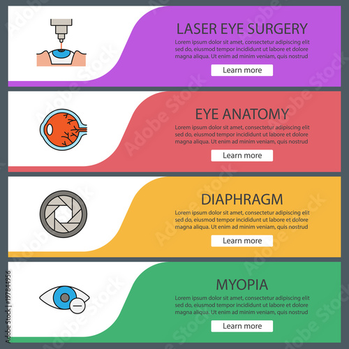 Ophthalmology web banner templates set