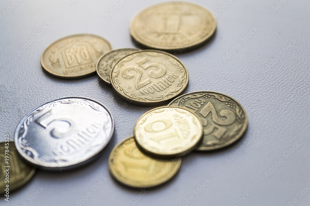 Money of Ukraine, Ukrainian coins. UAH Closeup photo