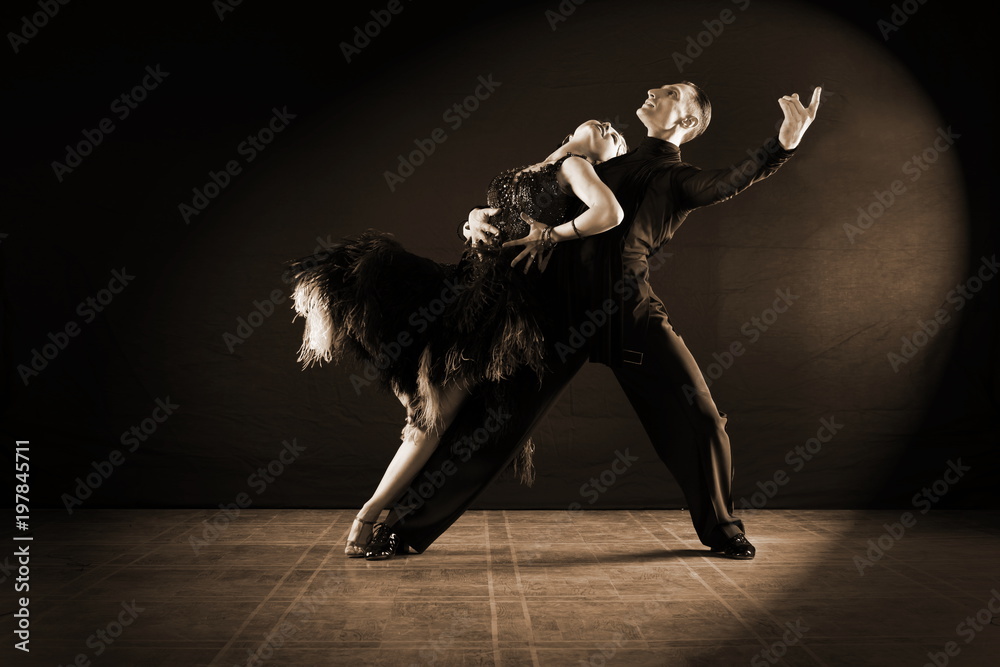 dancers in ballroom isolated on black background dancers in ballroom isolated on black background