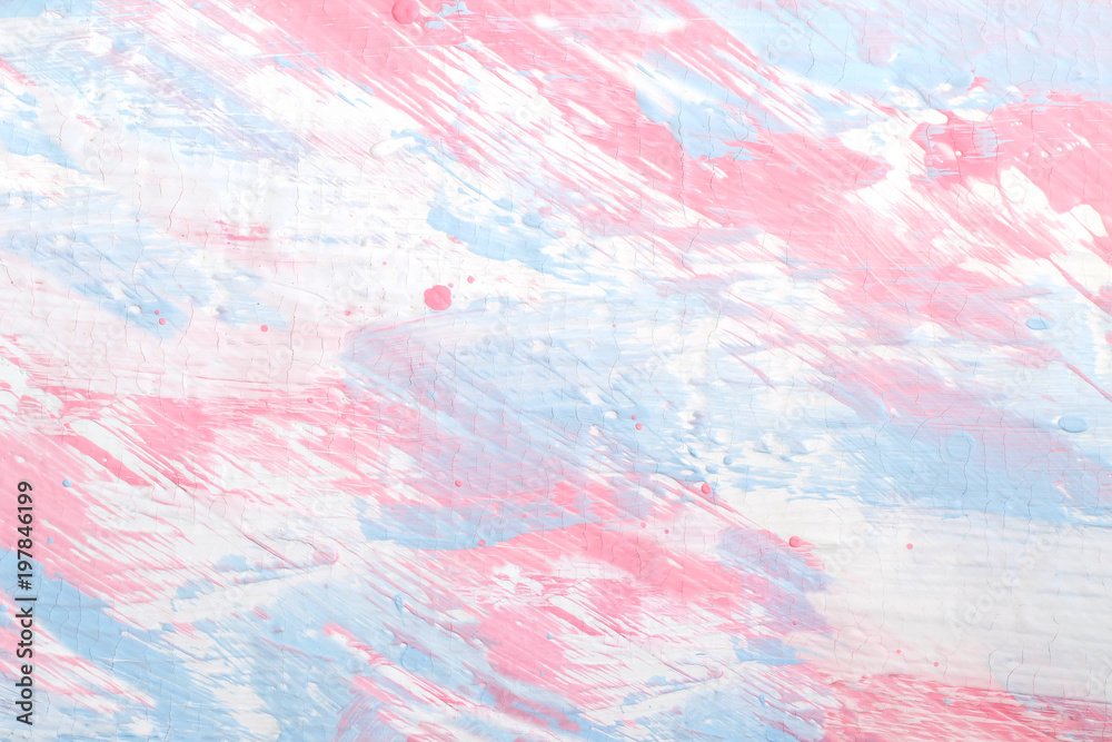 Multicolored background of putty painted in light blue, pink and white colors