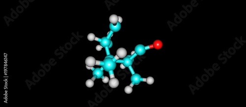 Camphor molecular structure isolated on black background