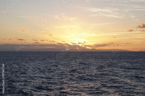 Magical ocean. Sunrise over the Atlantic. Morning. 