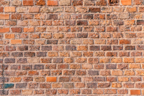 brown brick wall grunge background with copy space