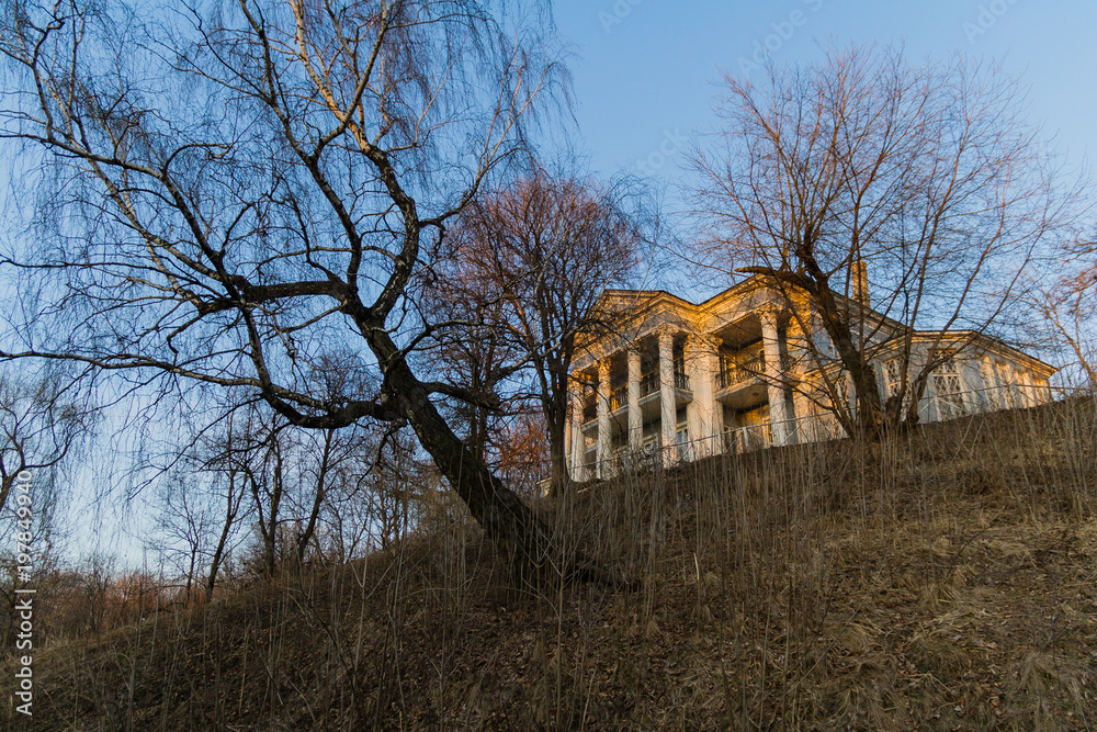 Beautiful house on the hill on the Sparrows Hills, Moscow park