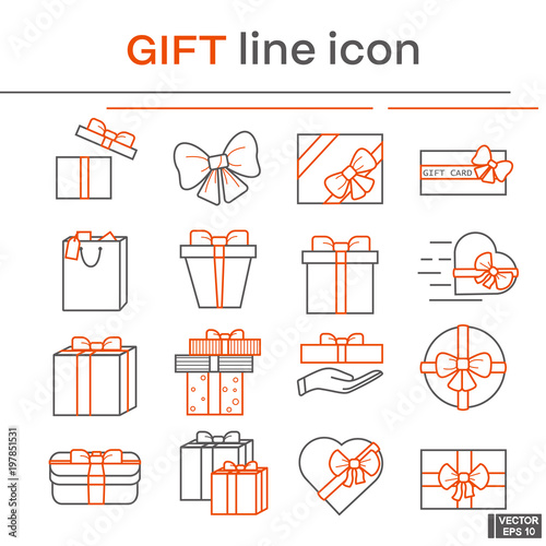Wallpaper Mural Set of line icons, gift. Torontodigital.ca