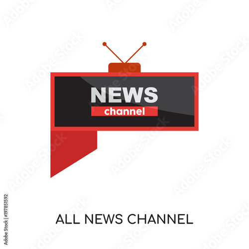 all news channel logo isolated on white background for your web, mobile and app design