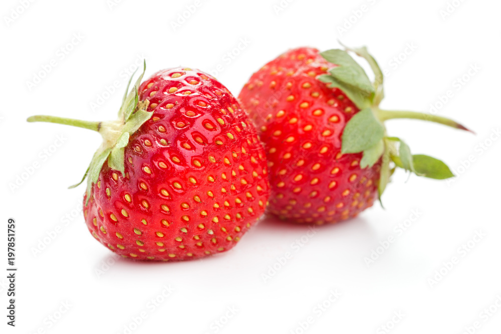 two berries of ripe juicy strawberries two berries of ripe juicy strawberries