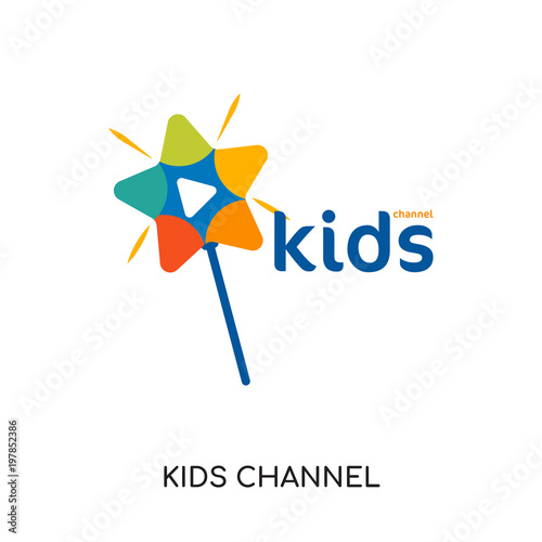 kids channel logo isolated on white background for your web, mobile and app design