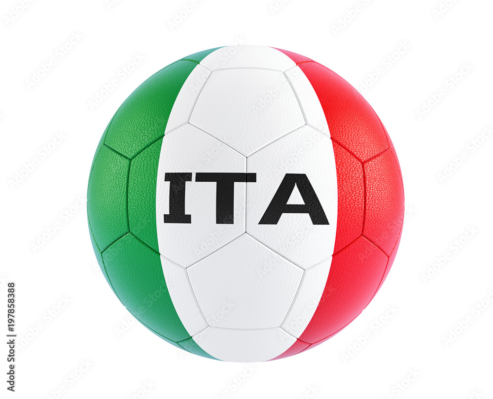 Soccer ball in italys national colors - 3D Rendering 