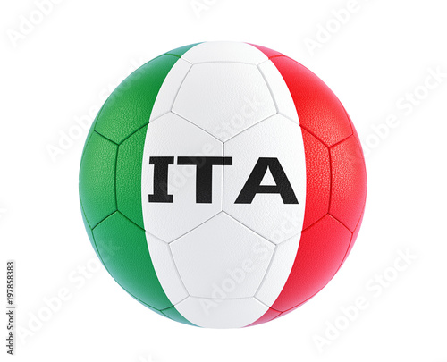 Soccer ball in italys national colors - 3D Rendering  photo