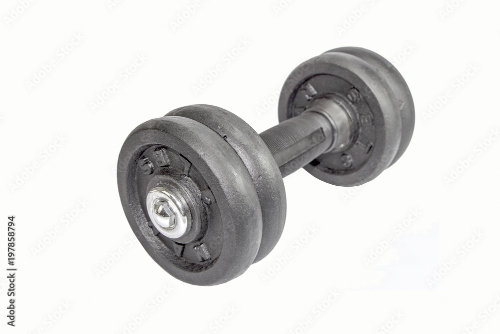 Obraz premium Black Chrome Weights Dumbbell isolated On White Background