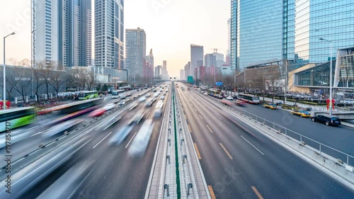 timelapse of busy traffic in beijing china