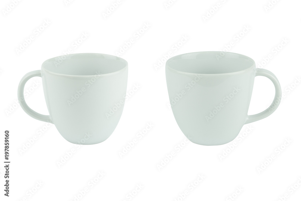 White glass with handles on white background . White glass with handles on white background .