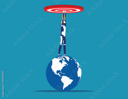 Target on global investment. Concept business technology vector illustration.