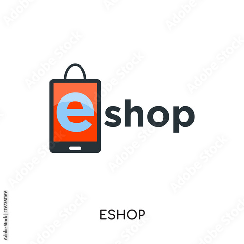 eshop logo isolated on white background for your web, mobile and app design
