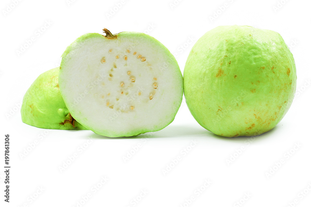 Guava Fruit Isolated White Background 