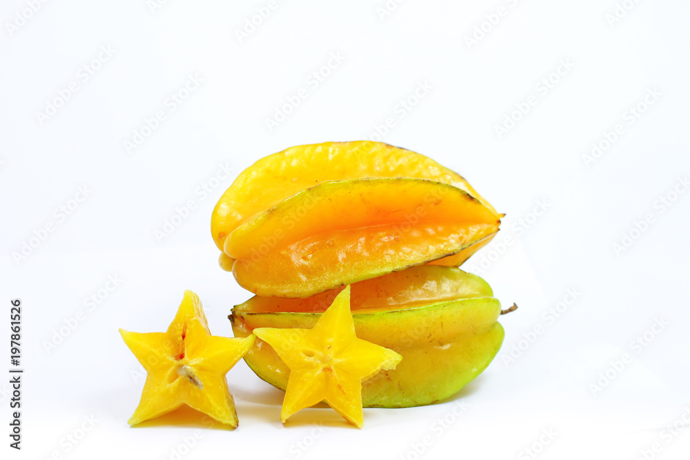 Yellow star fruit isolate on white background Yellow star fruit isolate on white background