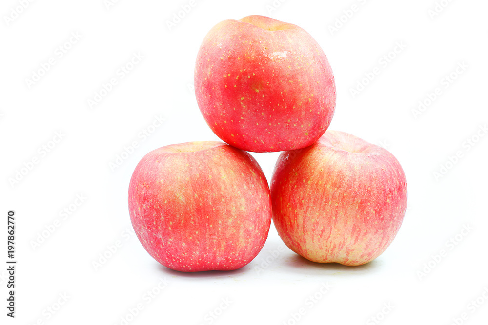 Red fresh apple isolated white background Red fresh apple isolated white background
