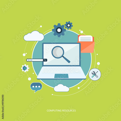 Computing resources icon. Flat vector illustration