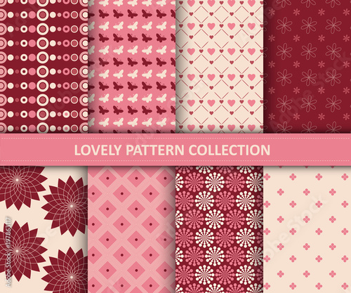 Colorful pattern set. Background patterns for fabric and paper. Flat vector illustration