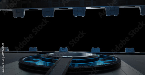 Fototapeta Naklejka Na Ścianę i Meble -  Llanding strip spaceship interior isolated on black background 3D rendering