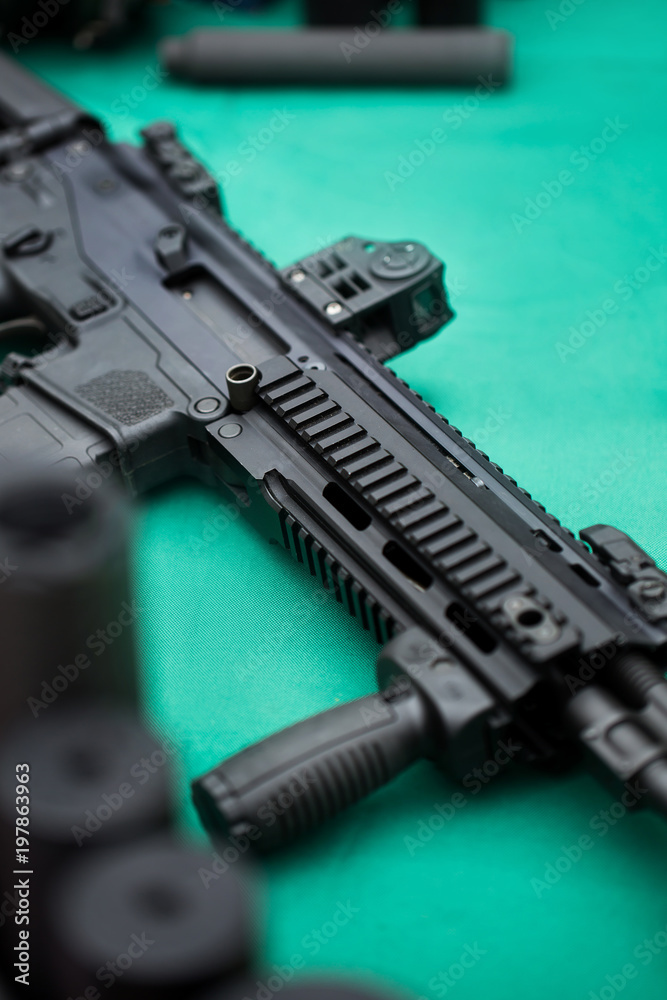 Assault rifle with silencer Assault rifle with silencer