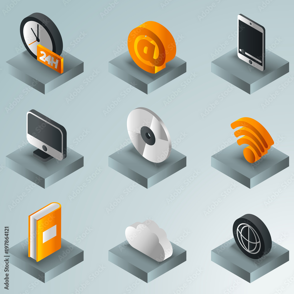 Online library color gradient isometric icons Online library color gradient isometric icons