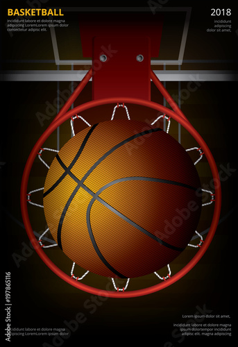 Basketball Poster Advertising Vector Illustration