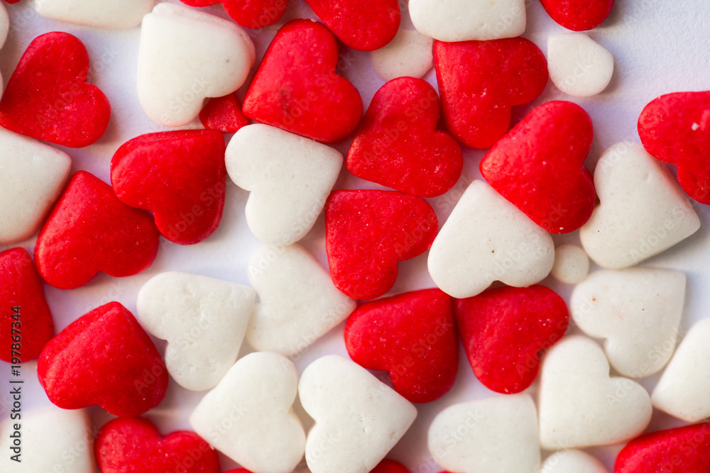 Small candy hearts, closeup Small candy hearts, closeup