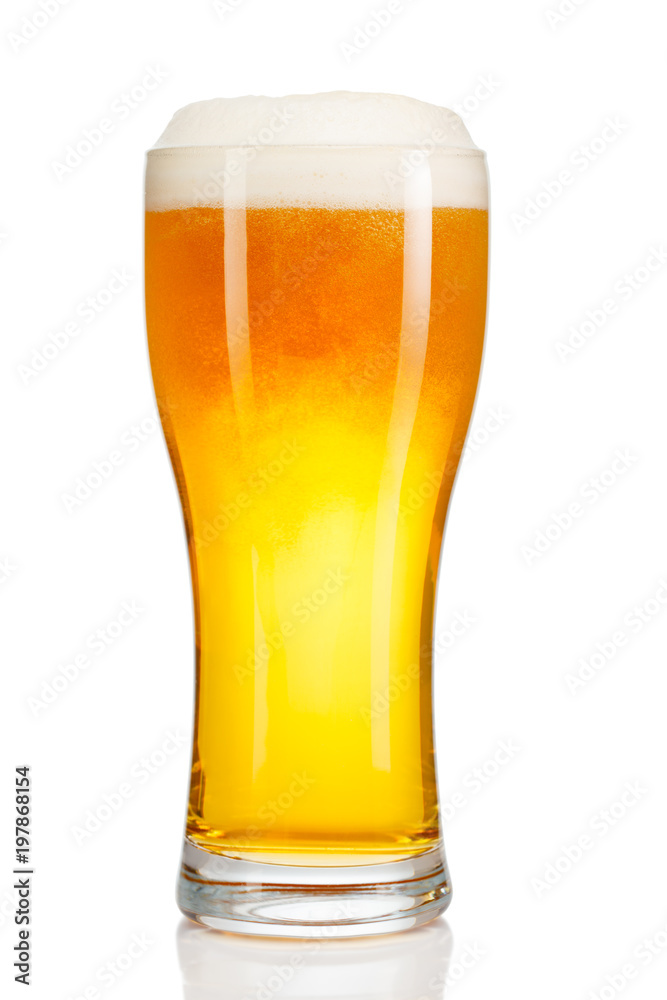 glass of beer isolated on white background.