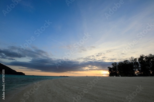 The clear sea of Koh Lipe during sunset.