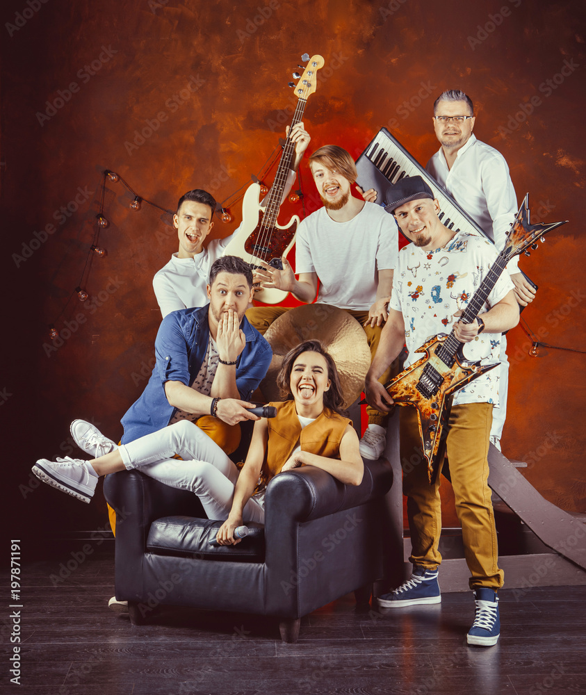 Fototapeta premium Music band performing in a studio