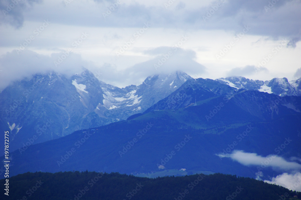 Fototapeta premium Panorama of the Alps from Ljubljana, Slovenia