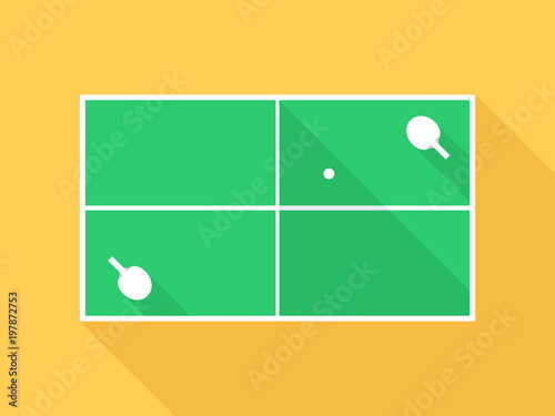 Ping pong table top view. Vector illustration