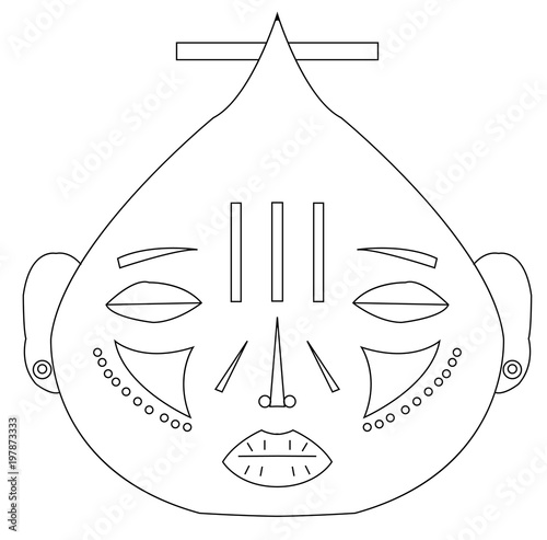 Vector african uncolored mask. Can be used as adult coloring book.