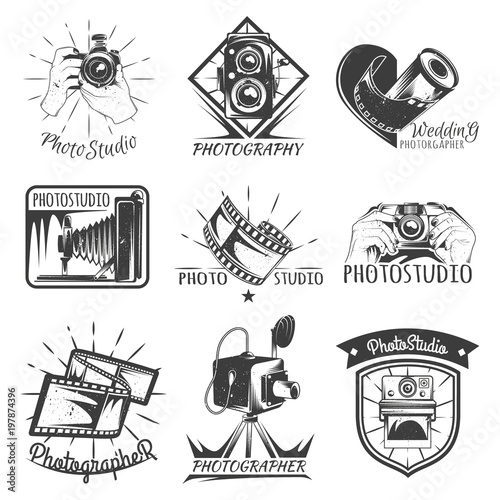 Camera photography vintage photo logo, retro concept