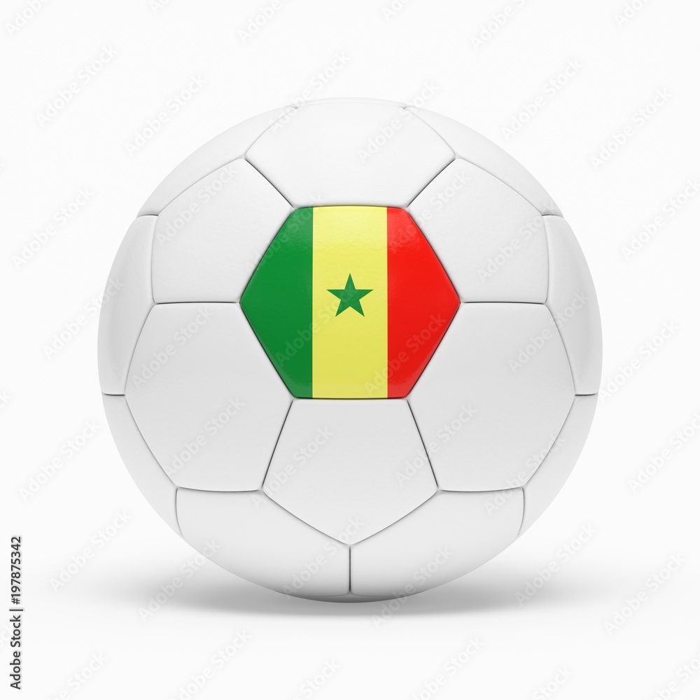 Obraz premium 3d rendering of soccer ball with Senegal flag isolated on a white background