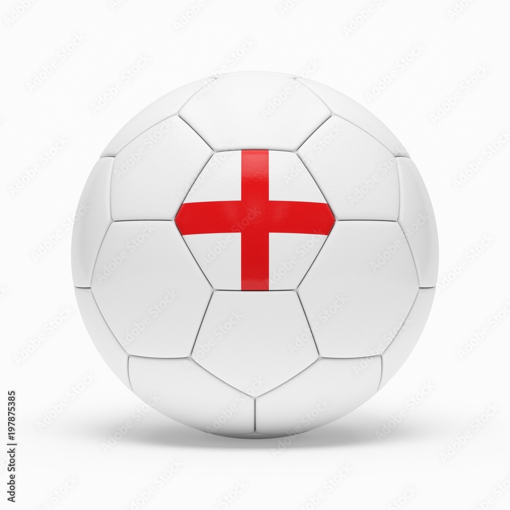 Obraz premium 3d rendering of soccer ball with England flag isolated on a white background