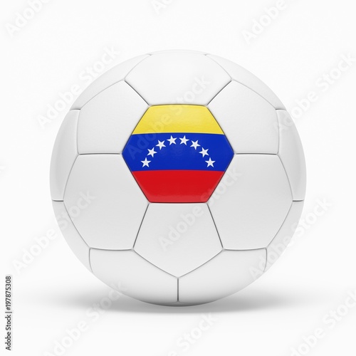 3d rendering of soccer ball with Venezuela flag isolated on a white background