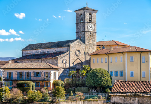 View of San Vittore romanesque Church located in the locality Canonica of Brezzo di Bedero above lake Maggiore in province of Varese, Italy photo