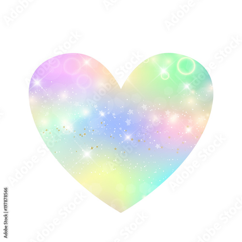 Unicorn with rainbow mesh heart clip art. photo