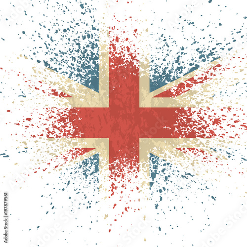 Vector illustration Vintage Flag of UK. Grungy British flag. Vector grunge retro design Great Britain flag background