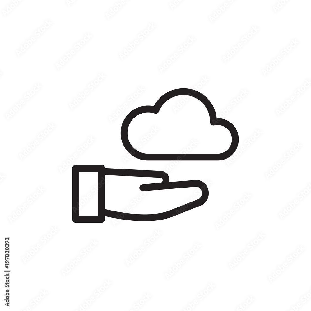 buy cloud, purchase cloud outlined vector icon