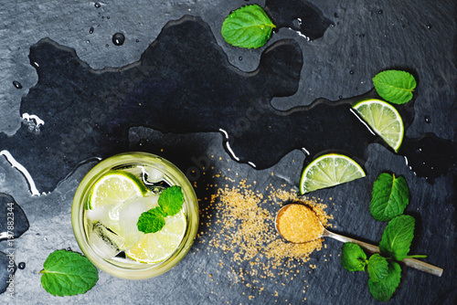 Refreshing mint cocktail mojito