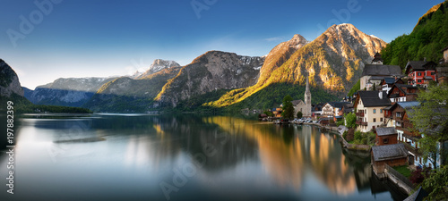 Panorama of Mountain landscape in Austria Alp with lake, Hallstatt