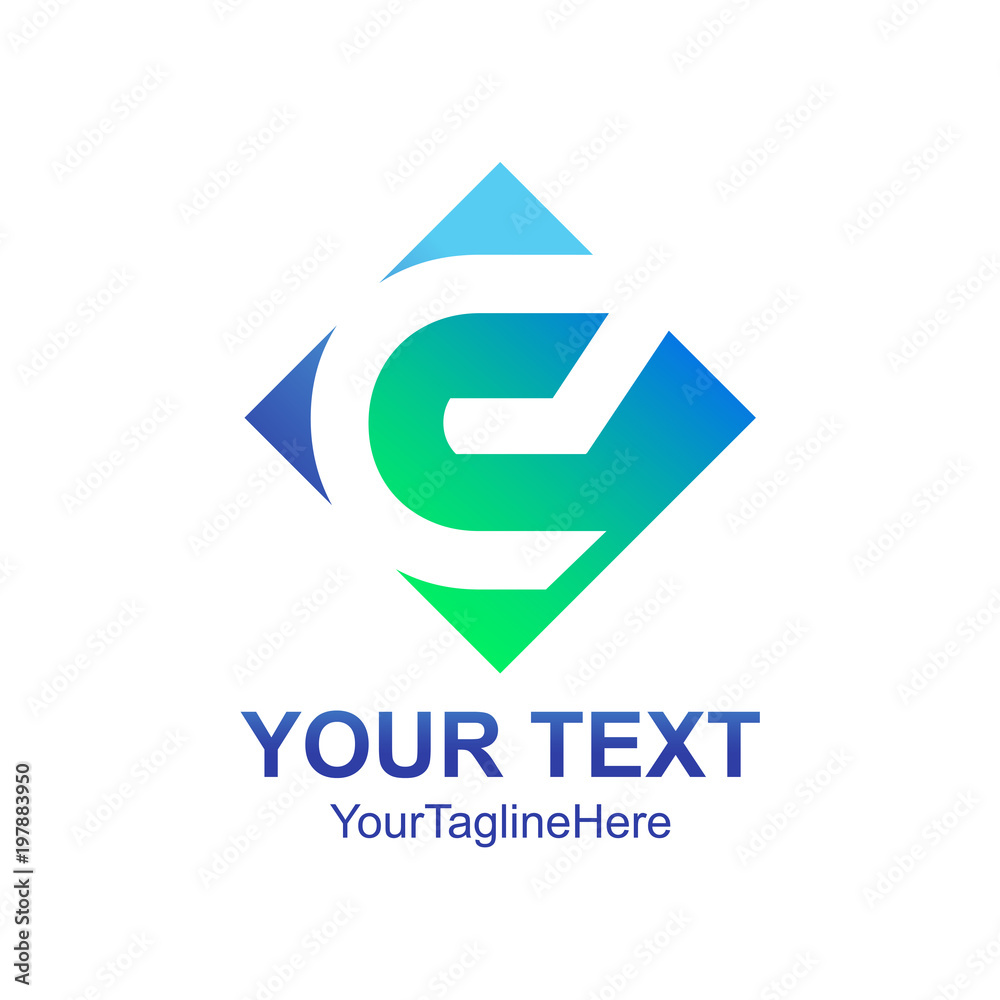 Initial letter E logo template colored blue square diamond design for business and company identity Initial letter E logo template colored blue square diamond design for business and company identity