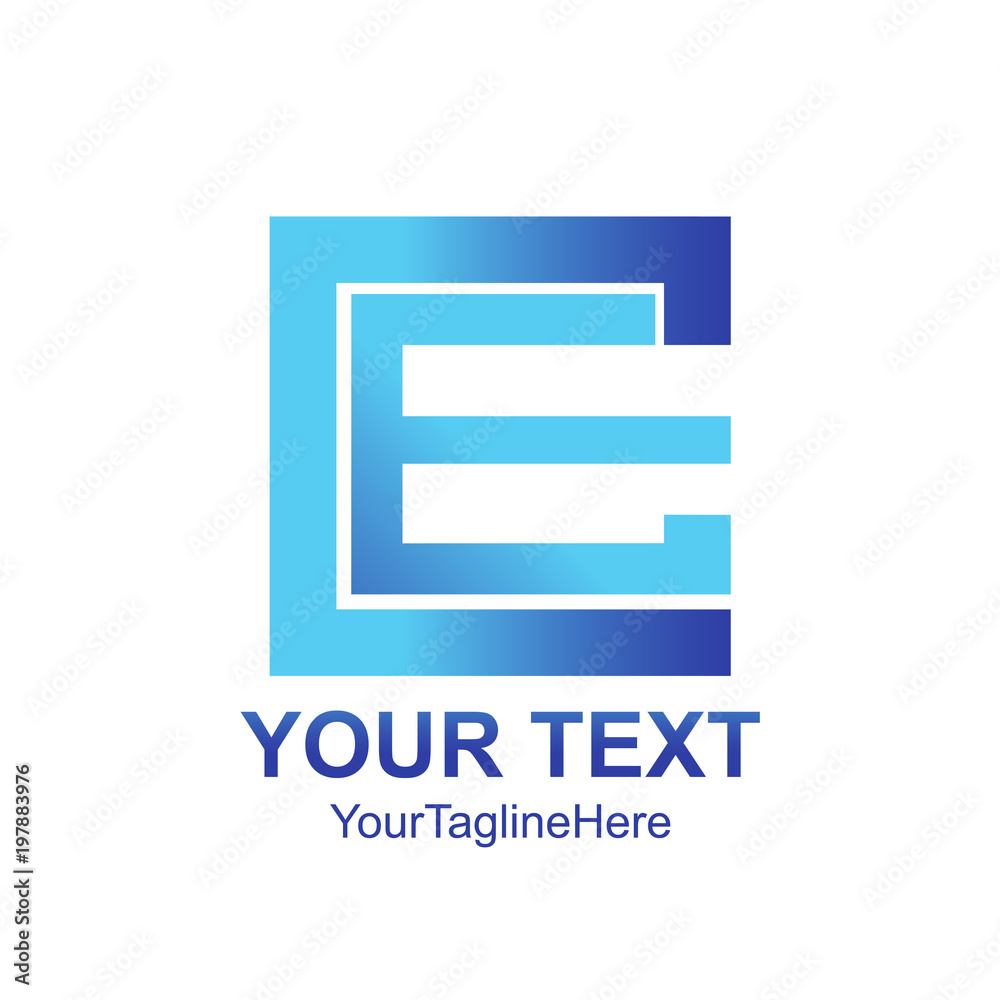 Initial letter CE logo template colored blue square design for business and company identity Initial letter CE logo template colored blue square design for business and company identity