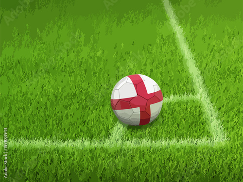 Soccer football with English flag