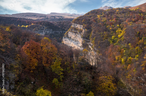Kabardino-Balkaria. Cherek gorge in the autumn