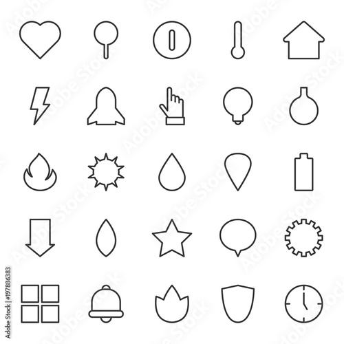 A set of standard minimalistic outline icons, quick and easy editing. Vector, for web graphics and web design.